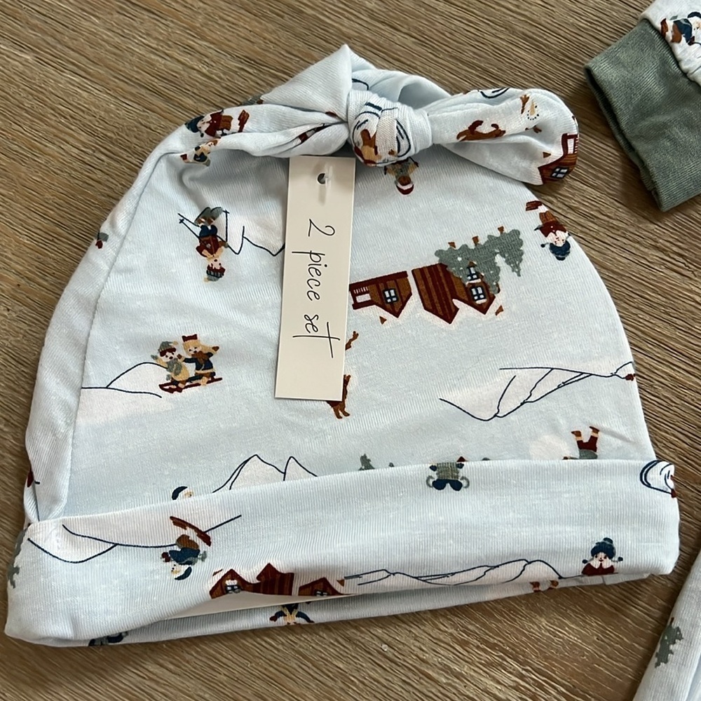 Milkberry Baby Boy Bamboo Footie Sleeper 3-6 6-9 months Winter Sports - Picture 3 of 5